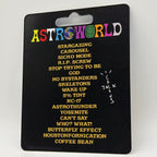 Travis Scott Astroworld Custom Minifigure packaging, features vibrant text and album-themed design on black.