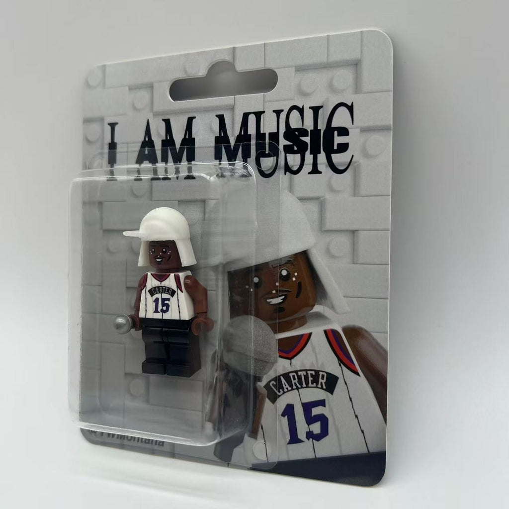 Lil Wayne I AM MUSIC custom minifigure in #15 jersey, white hat, includes microphone accessory.